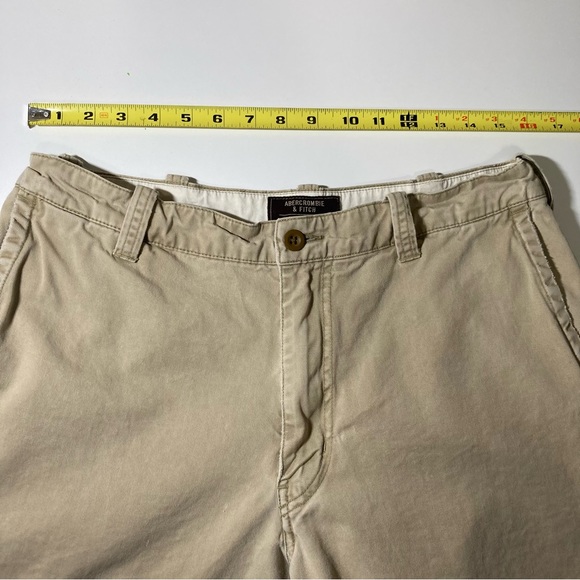 Abercrombie & Fitch Men’s 32R Khakis Chinos Tan Beige Distressed Y2K Zip Fly VTG - Picture 3 of 14